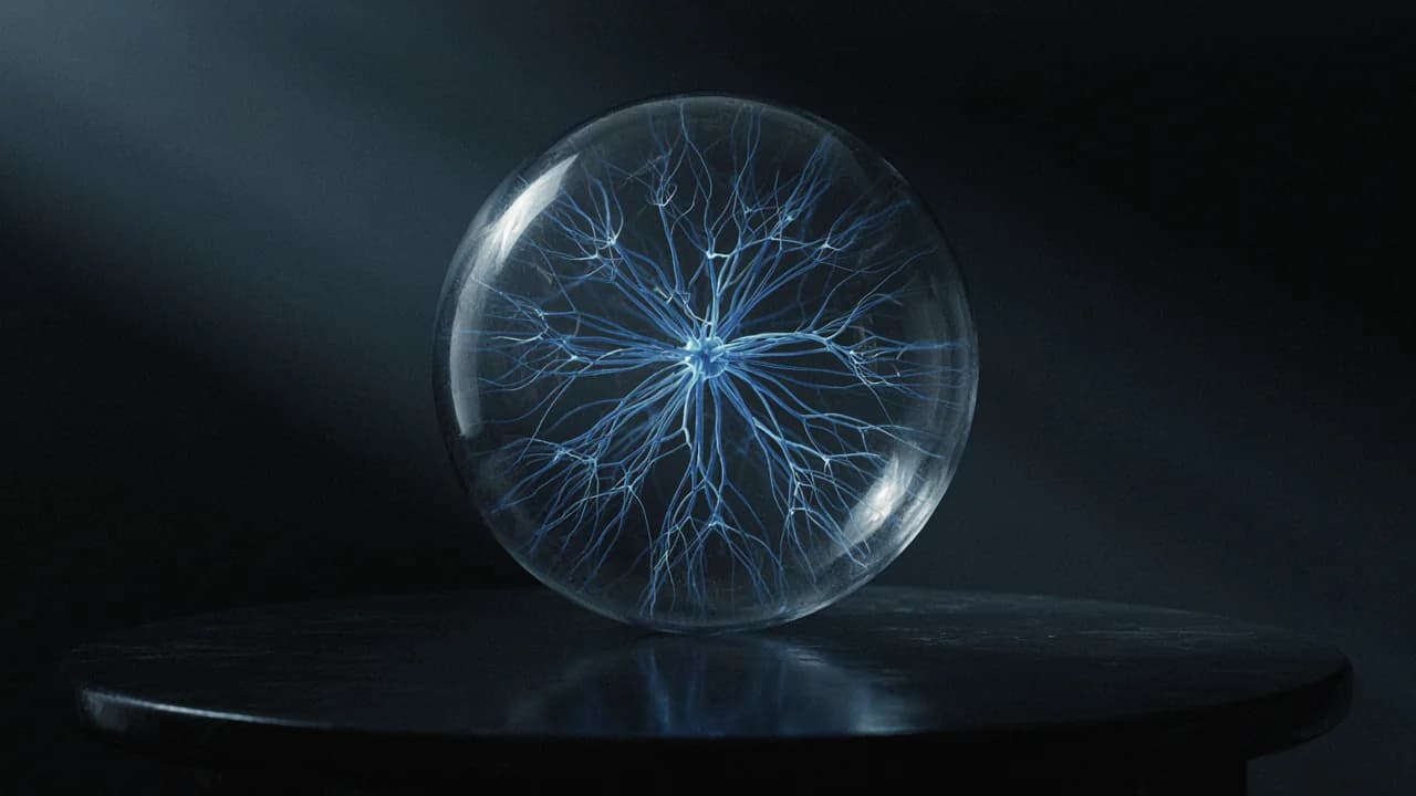 A rounded silver VITON13 AI device with a white top and a sky-blue light ring on black
